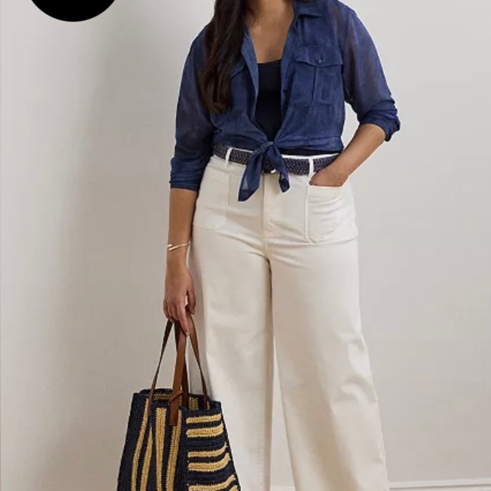 Lauren Ralph Lauren White Wide Leg Cropped Trousers